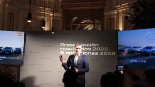 Laurent Sengenes, CEO de Dacia España, durante la presentación de resultados a la prensa.