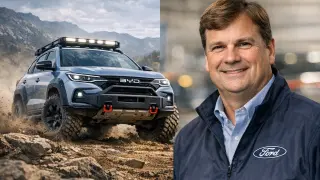 Jim Farley, CEO de Ford, junto a uno de los modelos de BYD.