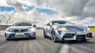 Honda Civic Type R vs Toyota GR Supra Lightweight Evolution.