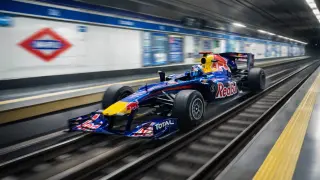 Los usuarios del metro de Madrid se sorprenden ante la llegada de un F1