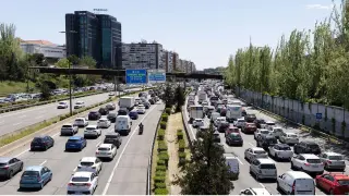 Atasco en la M-30 de Madrid