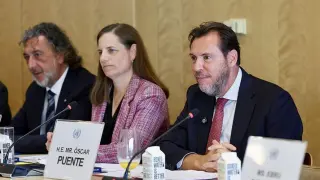 Oscar Puente durante su participación en la Reunión de Alto Nivel sobre Seguridad Vial de la ONU, en Nueva York.