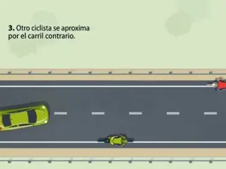 VÍDEO: Esto lo que no debes hacer si hay dos ciclistas en ambos sentidos de la carretera
