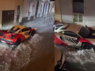 Captura de imagen del vídeo original en el que se ve al McLaren Senna rodando por las calles inundadas de Malta