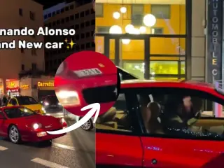 Fernando Alonso subido a su Ferrari 512 TR y la viral matrícula 3314
