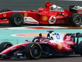 Un vídeo muestra las diferencias entre el Ferrari de Leclerc y el de Schumacher en vuelta
