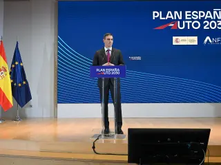 Pedro Sánchez, presidente del Gobierno de España, durante la presentación del Plan Auto 2030.