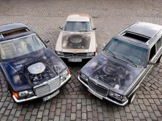 Comparativa: tres Mercedes clásicos con motores V8. Motores.