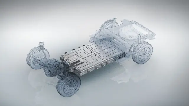 Estructura de batería en un vehículo eléctrico