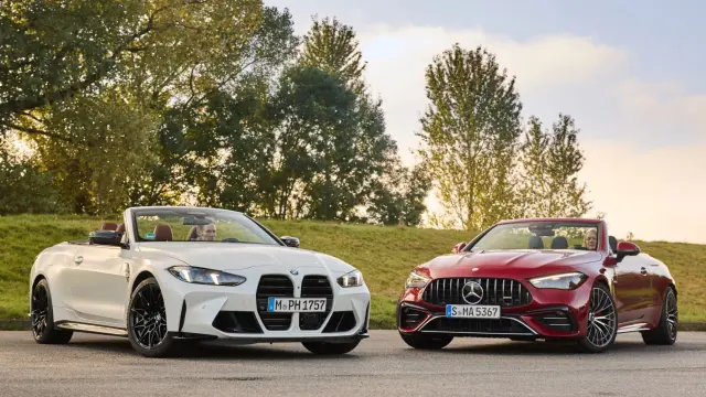 BMW M4 Competition Cabrio xDrive vs. Mercedes-AMG CLE 53 4Matic+ Cabrio. Frontales.
