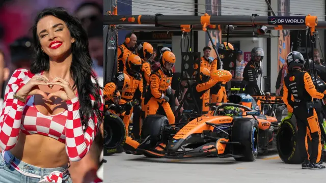 La actriz croata Ivana Knoll acapara las miradas de los mecánicos de McLaren
