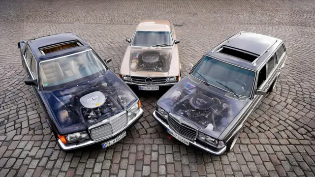 Comparativa: tres Mercedes clásicos con motores V8. Motores.