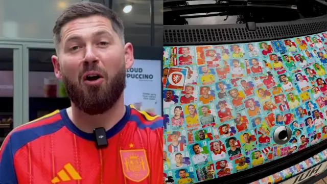 Un youtuber cubre su coche con cromos del Mundial