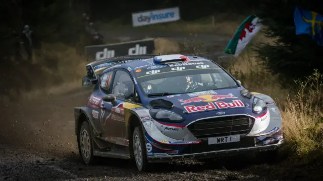 Sebastien Ogier y Julien Ingrassia durante elWRC en Gran Bretaña en 2018.