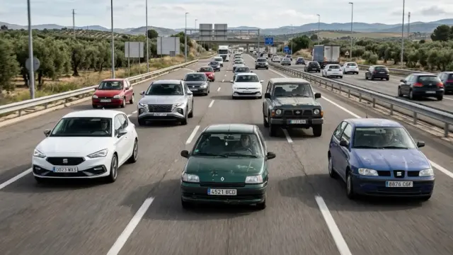 Coches circulando por una autovía en España.