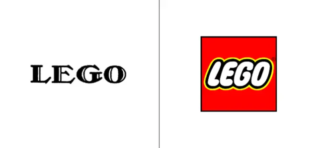 El antes y el después del logo de Lego.