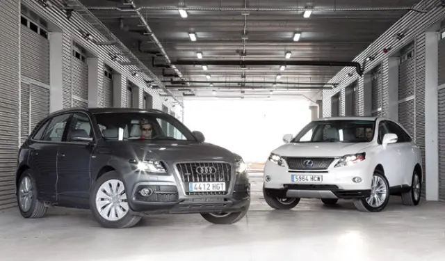 audi-q5-hybrid-lexus-rx-450h-frontal-estatica