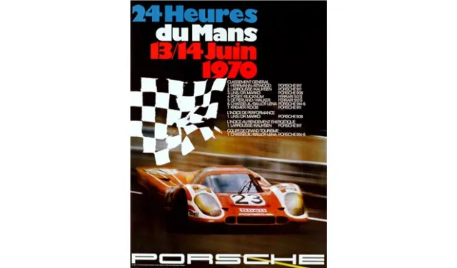 Cartel histórico de Porsche en Le Mans