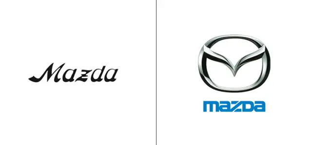 El antes y el después del logo de Mazda.