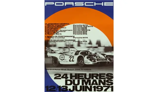 Cartel histórico de Porsche en Le Mans