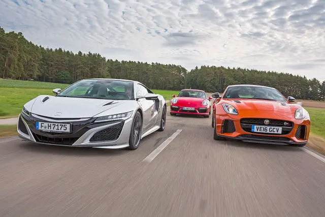 Comparativa: Honda NSX/Jaguar F-Type SVR/Porsche 911 Turbo