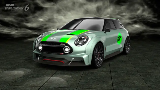 Mini Clubman JCW Vision Gran Turismo - 3/4 delantero raya verde