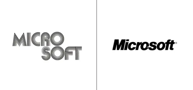 El antes y el después del logo de Microsoft.