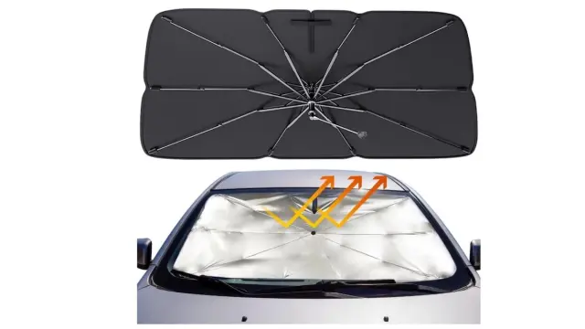 Parasol Paraguas Para Coche - Plegable 140x80 Cm, Protección UV Parabrisas, Para Coches Y SUV