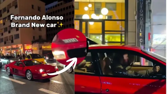Fernando Alonso subido a su Ferrari 512 TR y la viral matrícula 3314