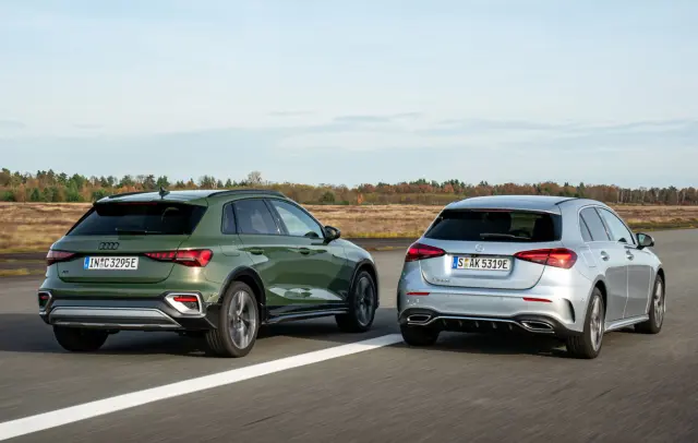 Comparativa del Audi A3 allstreet TFSI e 150 kW vs. Mercedes A 250 e. Zagas.