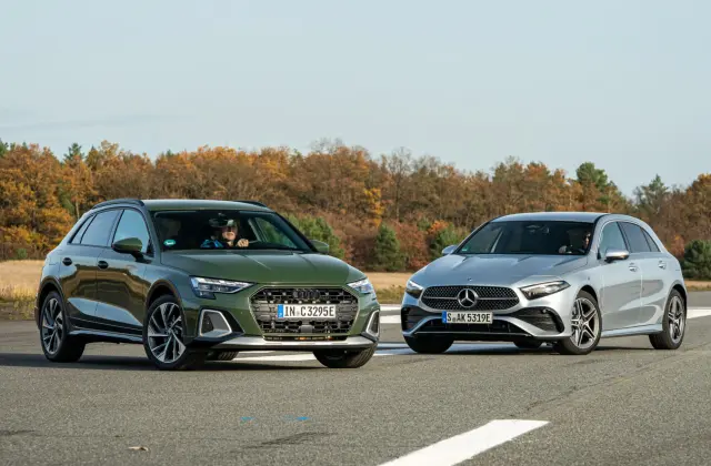 Comparativa del Audi A3 allstreet TFSI e 150 kW vs. Mercedes A 250 e. Estática.