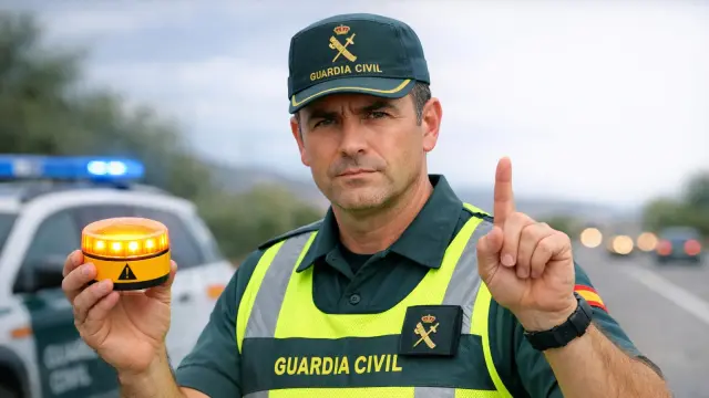 Guardia Civil con la baliza V16