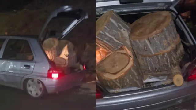 Adrián ha cargado de leña varios días su Citroën Saxo