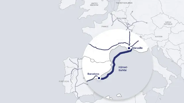 Europa relanza el corredor H2Med Barcelona-Marsella de hidrógeno verde.