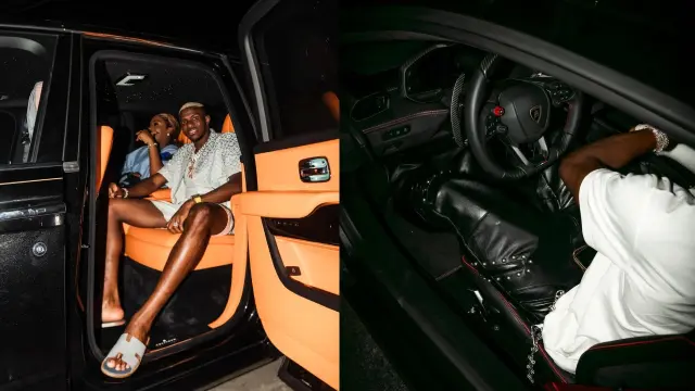 Víctor Osimhen con su Rolls Royce y su Lamborghini