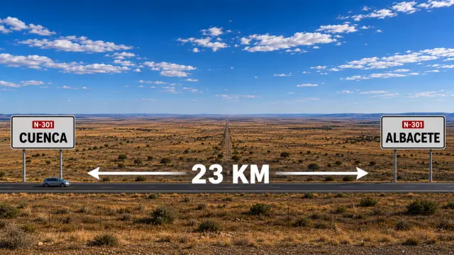 La N-301 que une Cuenca y Valladolid es la carretera recta más larga de España