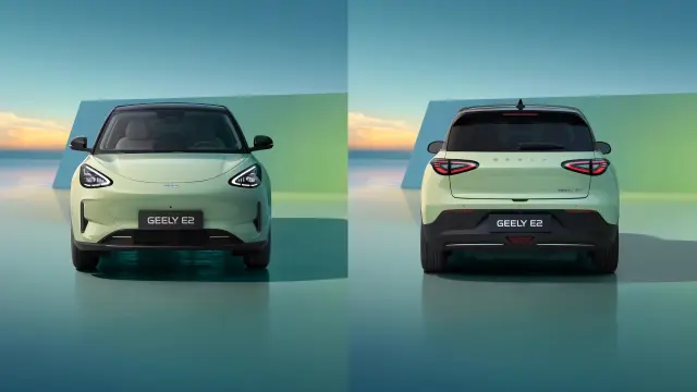Visión frontal y trasera del Geely E2