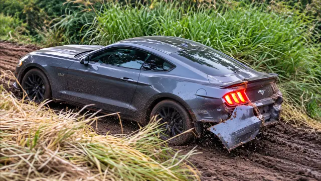 Ford Mustang V8 embarrado con daños traseros